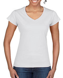 Gildan 64V00L Junior Fitted Ladies V-Neck Tee - White