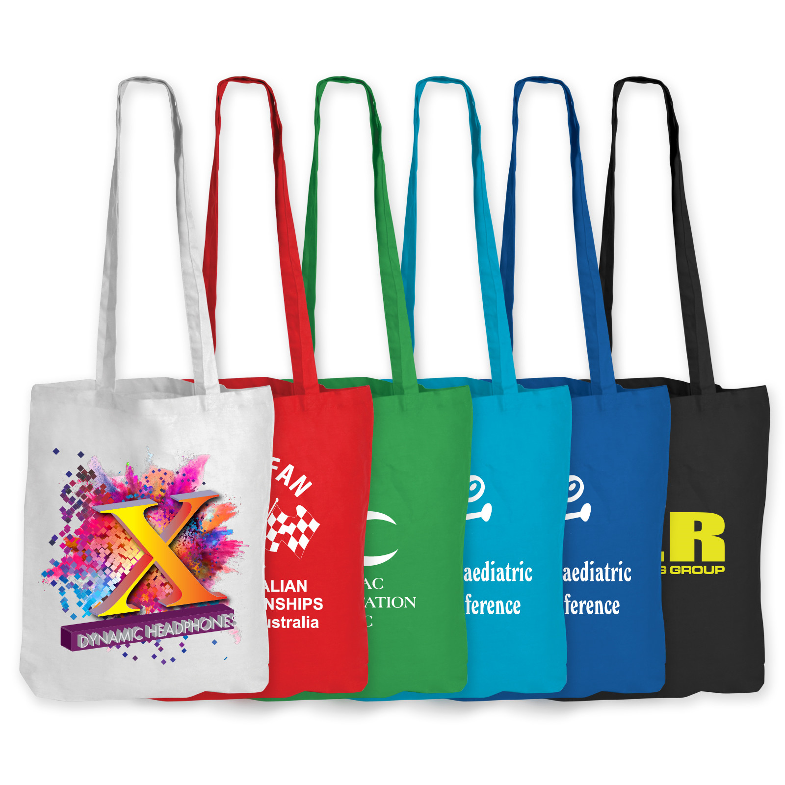 Coloured Cotton Double Long Handle Conference Bag - 140 GSM